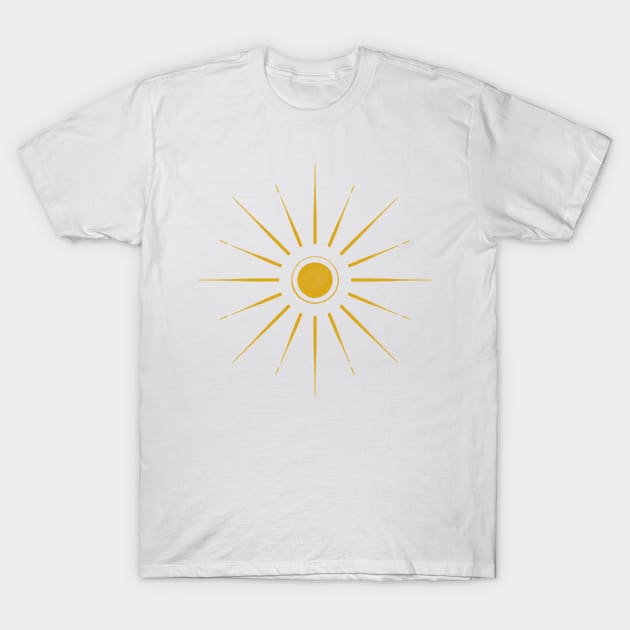 Golden Sun Burst T-Shirt by arcanumstudio